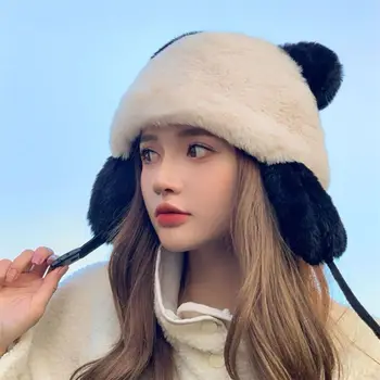 Faux Fur Trapper Hat Fashion Winter Warm Cute Panda Earflap Hat Plüss Lei Feng Kalap Kültéri Faux Fur Trapper Hat Fashion Winter Warm Cute Panda Earflap Hat Plüss Lei Feng Kalap Kültéri 0