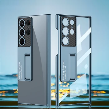 Samsung S23 Ultra telefontok esetén átlátszó galvanizált Phantom S22 ultrafinom lyukú konzol All-inclusive védőtok