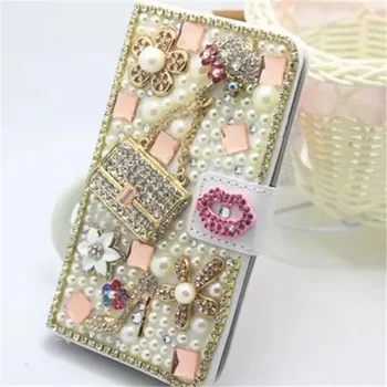 Luxus kristály strasszos pénztárca bőr gyémánt telefontok iPhone14 11 12 13Pro Max XR 7 8 plus gyöngyvirág rúzsborítóhoz