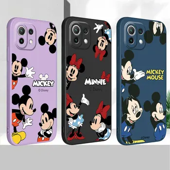 szilikon telefontok Xiaomi Mi 10T 12T Pro 9 SE 11T 11 Pro 10 Lite 11 Lite Disney Mickey Minnie egér négyzet alakú folyadékborítóhoz