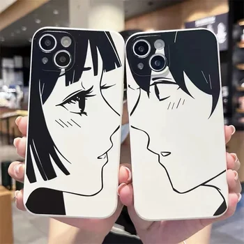 Aranyos anime pár telefontok iPhone 11-hez 12 13 14 Pro MAX 7 8 Plus tok iPhone X XS Max xr készülékhez Lover borító ütésálló alapok